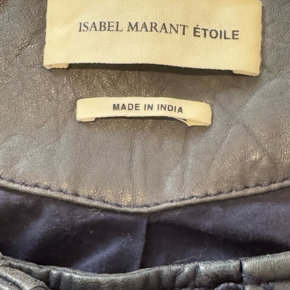 ISABEL MARANT ETOILE Kady Lambs Leather Quilted Jacket Ink Blue Navy Size 36 GUC - Picture 6 of 7